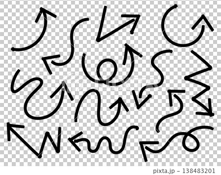フリーハンドで書いた黒い矢印イラストセット 138483201