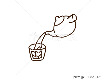 急須でグラスにお茶を注ぐ 線画 急須でグラスにお茶を注ぐ 線画 138483759
