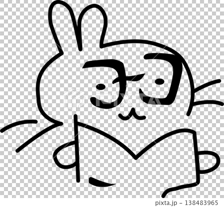 A simple line of a bunny with glasses reading A simple line of a bunny with glasses reading 138483965