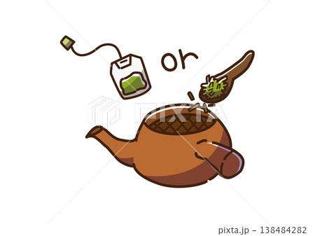 急須にティーバッグか茶葉を入れる カラー 急須にティーバッグか茶葉を入れる カラー 138484282