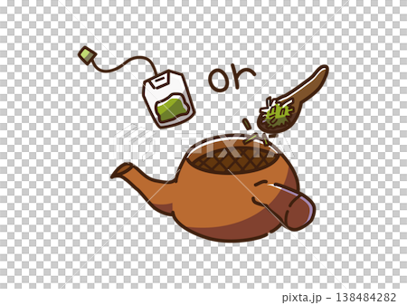 急須にティーバッグか茶葉を入れる カラー 急須にティーバッグか茶葉を入れる カラー 138484282