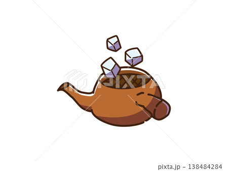 急須に氷を入れる　カラー 138484284