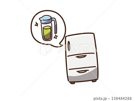 冷蔵庫でお茶を冷やす　カラー 138484288