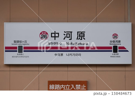 中河原駅 駅名標 中河原駅 駅名標 138484673