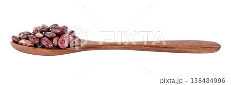 beans in a wooden spoon isolated on white background beans in a wooden spoon isolated on white background 138484996