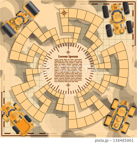 Board game with futuristic cars. Vector design for app game user interface. Board game with futuristic cars. Vector design for app game user interface. 138485001