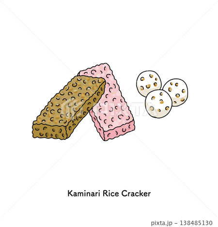 雷おこしのイラスト｜和菓子,米菓,お菓子,豆菓子 138485130