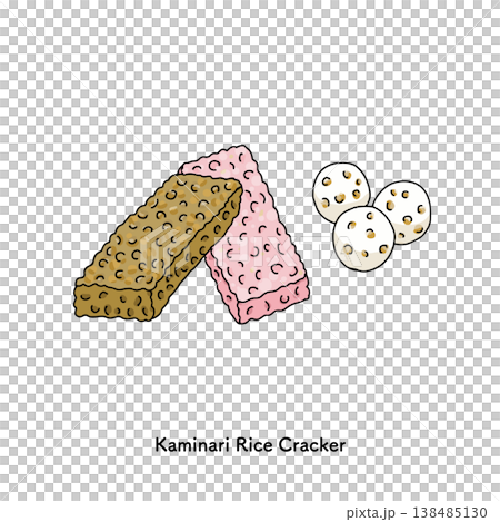 雷おこしのイラスト｜和菓子,米菓,お菓子,豆菓子 138485130