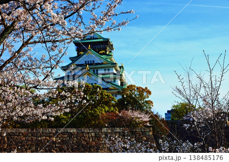 満開の桜と大阪城天守閣の競演 豊臣秀吉ゆかりの城 138485176