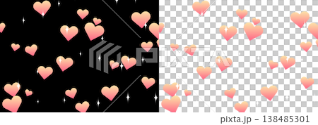 Valentine's Day and wedding background set featuring sparkling pink hearts - black and white backgrounds. 138485301