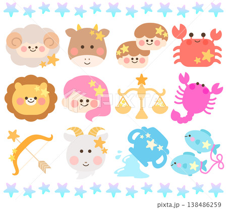 かわいい黄道十二星座 138486259