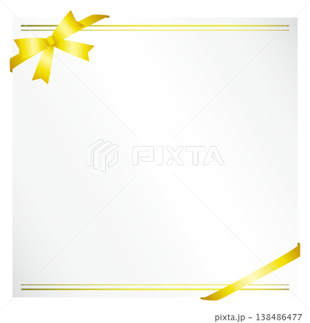 正方形の商品券　カード　銀色金リボン 138486477