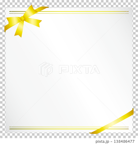 正方形の商品券　カード　銀色金リボン 138486477