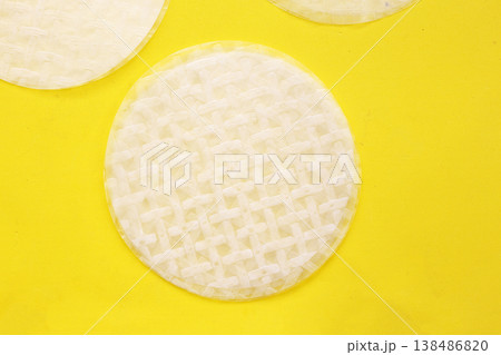 Stacked round sheets of Vietnamese rice paper 138486820