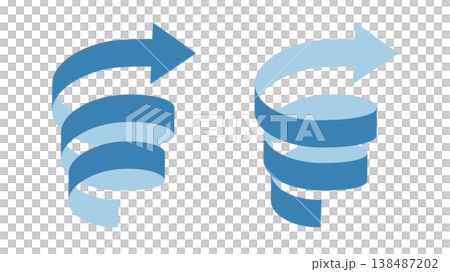 Set of 3D spiral arrows Set of 3D spiral arrows 138487202