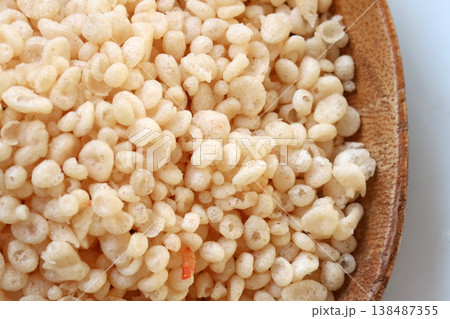 Japanese shrimp flavored Tenkasu or fried dough scraps Japanese shrimp flavored Tenkasu or fried dough scraps 138487355