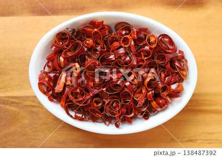 Japanese red pepper rings for cooking. Japanese red pepper rings for cooking. 138487392