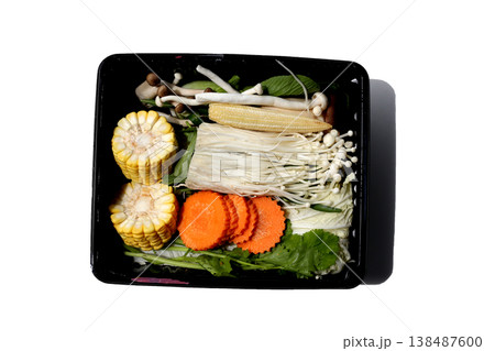 A fresh mix of vegetables prepared for suki or hot pot cooking. A fresh mix of vegetables prepared for suki or hot pot cooking. 138487600