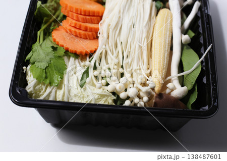 A fresh mix of vegetables prepared for suki or hot pot cooking. A fresh mix of vegetables prepared for suki or hot pot cooking. 138487601