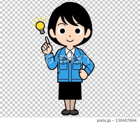 A short-haired office worker has a sudden flash of inspiration. 138487664
