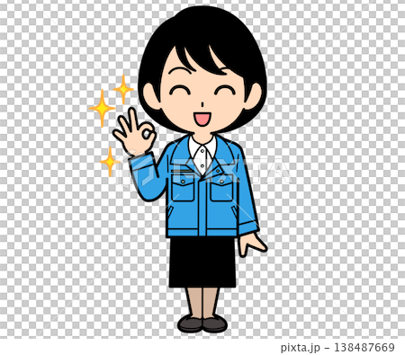 一位短髮女白領比出「OK」手勢。 一位短髮女白領比出「OK」手勢。 138487669