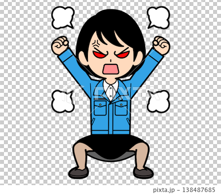 A short-haired female office worker who is furious. 138487685