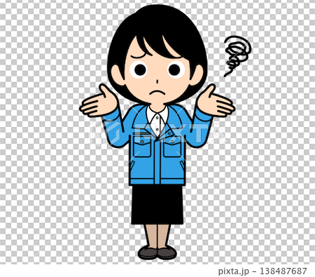 A female office worker with short hair and a troubled expression. 138487687