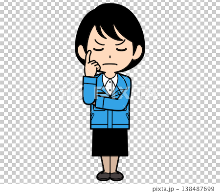 一位留著短髮的女白領正在沉思。 一位留著短髮的女白領正在沉思。 138487699