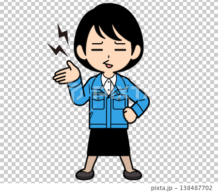 A short-haired office worker complaining 138487702