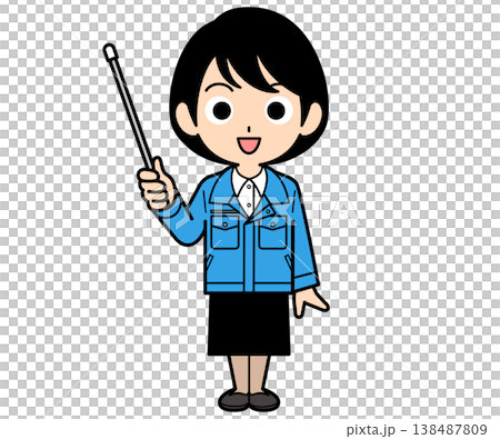 A short-haired female office worker explains while holding a pointer stick. A short-haired female office worker explains while holding a pointer stick. 138487809