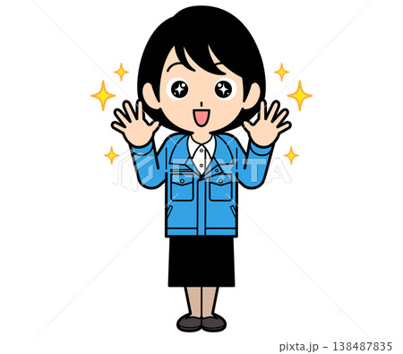 感激しているショートヘアーの事務員の女性 138487835