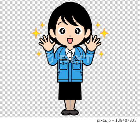 感激しているショートヘアーの事務員の女性 138487835