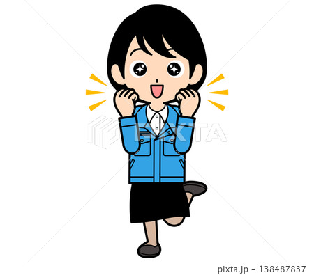 ワクワクしているショートヘアーの事務員の女性 138487837