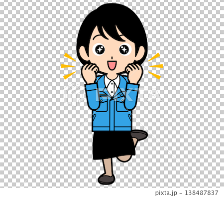 一位興奮的短髮女上班族 138487837