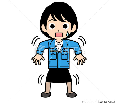 身震いしているショートヘアーの事務員の女性 138487838