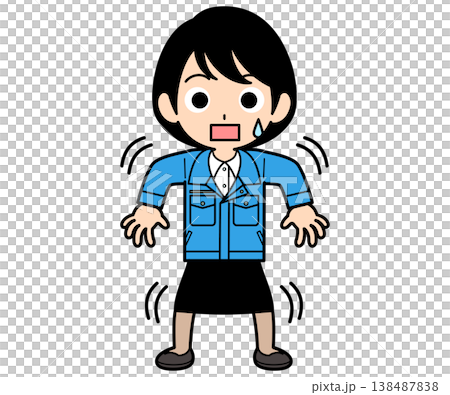 身震いしているショートヘアーの事務員の女性 138487838