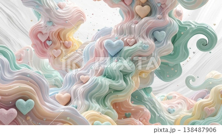 cute heart shapes scattered background 138487906