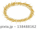 A watercolor oval frame of golden wheat ears on a white background 138488162