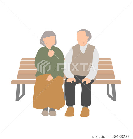 ベンチで会話するシニア夫婦 高齢者の日常と地域交流イメージ 138488288
