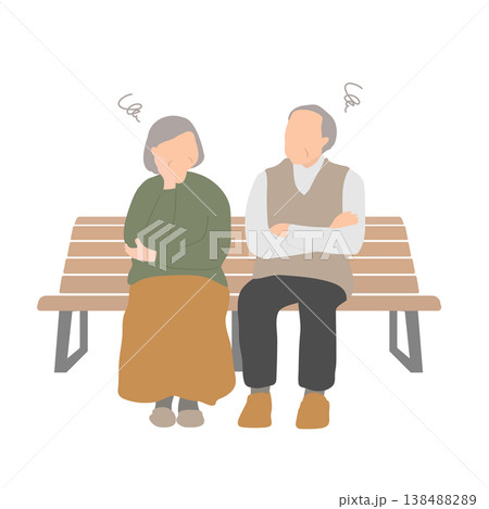 不安を感じるシニア夫婦 高齢者の悩みや心配のイメージ 138488289