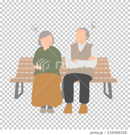 不安を感じるシニア夫婦 高齢者の悩みや心配のイメージ 138488289