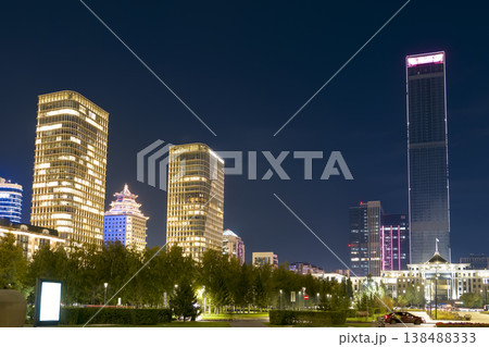 カザフスタン・首都アスタナ中心部の街並み・夜景 / Astana, Kazakhstan カザフスタン・首都アスタナ中心部の街並み・夜景 / Astana, Kazakhstan 138488333