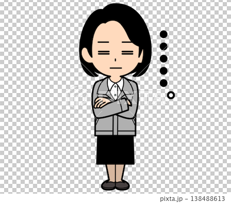 The office worker with the one-curl bob haircut looks astonished. The office worker with the one-curl bob haircut looks astonished. 138488613