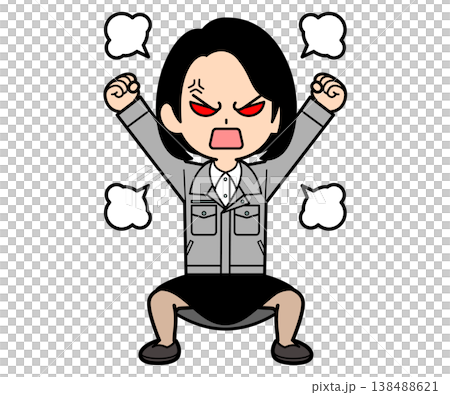 The office worker with the curly bob haircut is furious. The office worker with the curly bob haircut is furious. 138488621