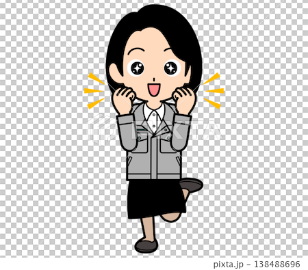 ワクワクしているワンカールボブの事務員の女性 138488696