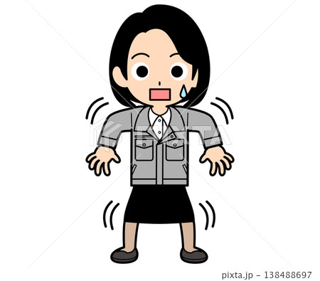 身震いしているワンカールボブの事務員の女性 138488697