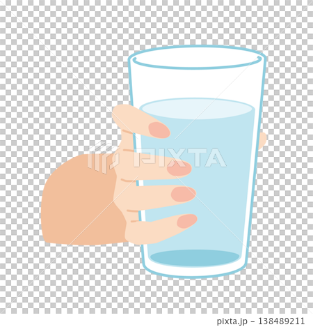 一隻手拿著一杯水 138489211