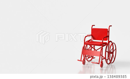 Red Wheelchair Accessibility Healthcare Disability Support Concept 3d render. Red Wheelchair Accessibility Healthcare Disability Support Concept 3d render. 138489385