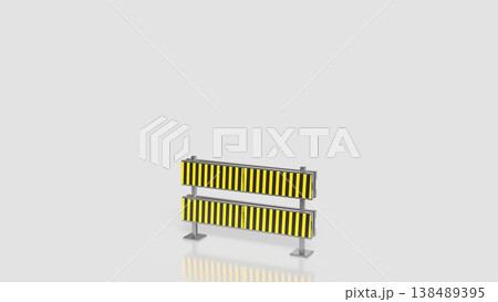 Yellow Black Metal Road Safety Barrier Sign 3d render. 138489395