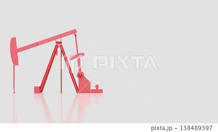 Red Oil Pump Jack Isolated On White Background 3d render. 138489397